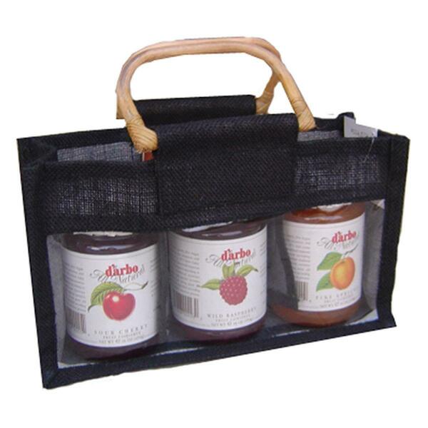 Bella Vita Jute 3 Bottle Gourmet Bags Black GJ3BLACK